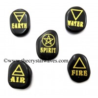 Black Agate Fine Engraved 5 Element Set With Gold Writing